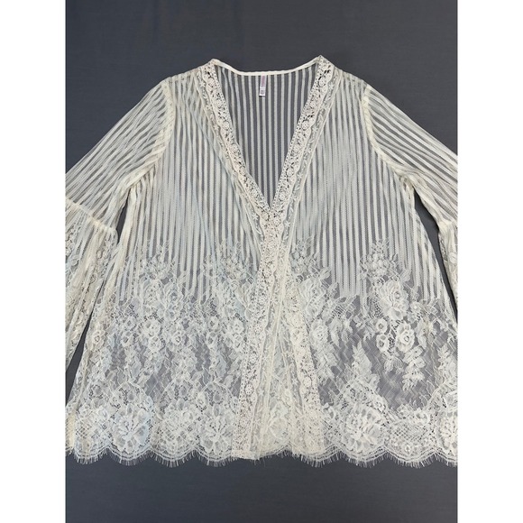 Xhilaration Sweaters - NWT* Ivory Lace Xhilaration Sheer Bell Sleeve Open Front Women's Cardigan XL